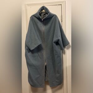 Light Blue double Zip-Up Cape/coat